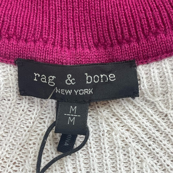 NWT Rag & Bone Brianne Cashmere/Cotton Ivory Knit Polo Academia Sweater, Size M - Picture 7 of 12